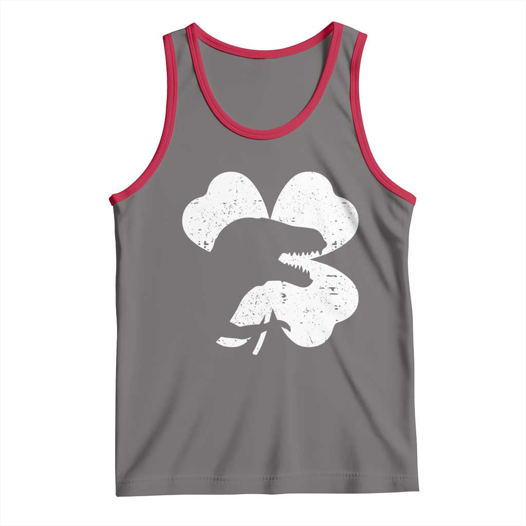 Funny St Patricks Day Dinosaur Shamrock Tank Top TS11 Deep Heather Red Print Your Wear