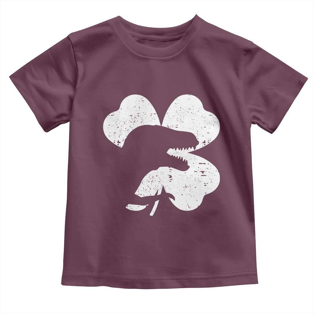 Funny St Patricks Day Dinosaur Shamrock Toddler T Shirt TS11 Maroon Print Your Wear