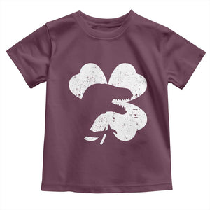 Funny St Patricks Day Dinosaur Shamrock Toddler T Shirt TS11 Maroon Print Your Wear