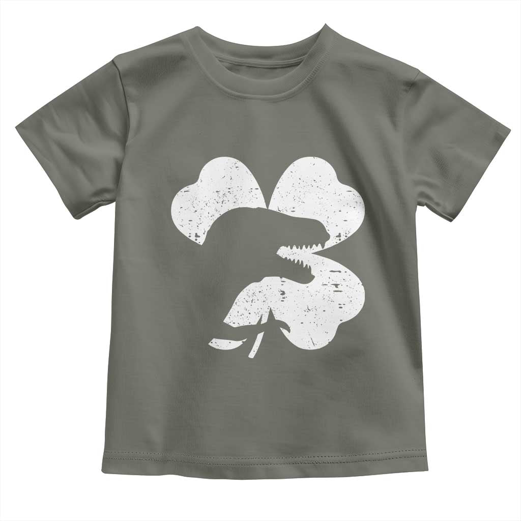 Funny St Patricks Day Dinosaur Shamrock Toddler T Shirt TS11 Military Green Print Your Wear