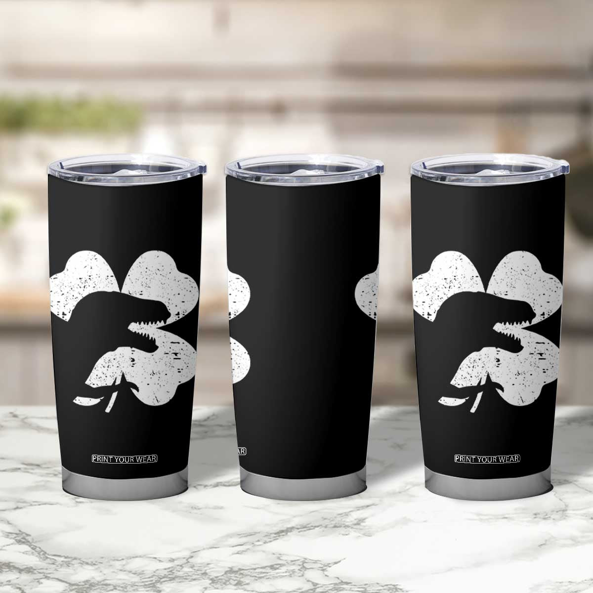 Funny St Patricks Day Dinosaur Shamrock Tumbler Cup TS11 Print Your Wear