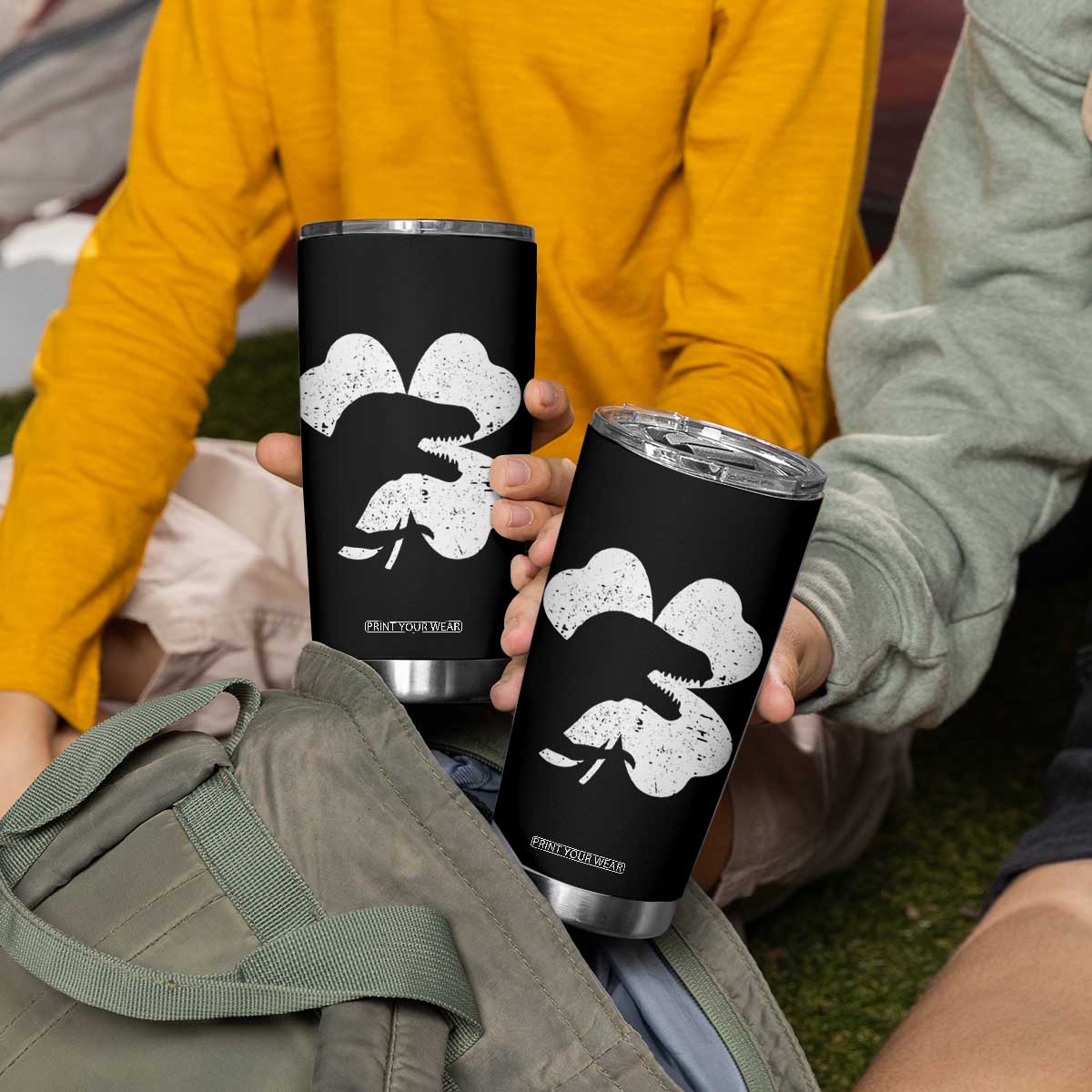 Funny St Patricks Day Dinosaur Shamrock Tumbler Cup TS11 Print Your Wear