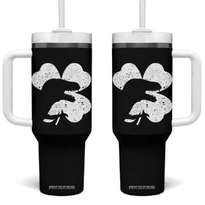 Funny St Patricks Day Dinosaur Shamrock Tumbler With Handle TS11 One Size: 40 oz Black Print Your Wear