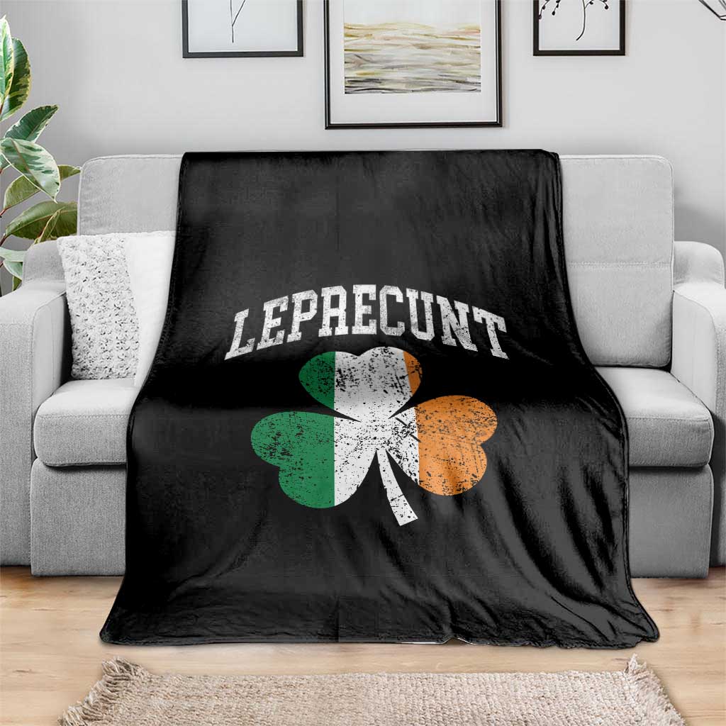 Funny Leprecunt St Patricks Day Throw Blanket Vintage Irish Shamrock Adult Humor TS11 Print Your Wear