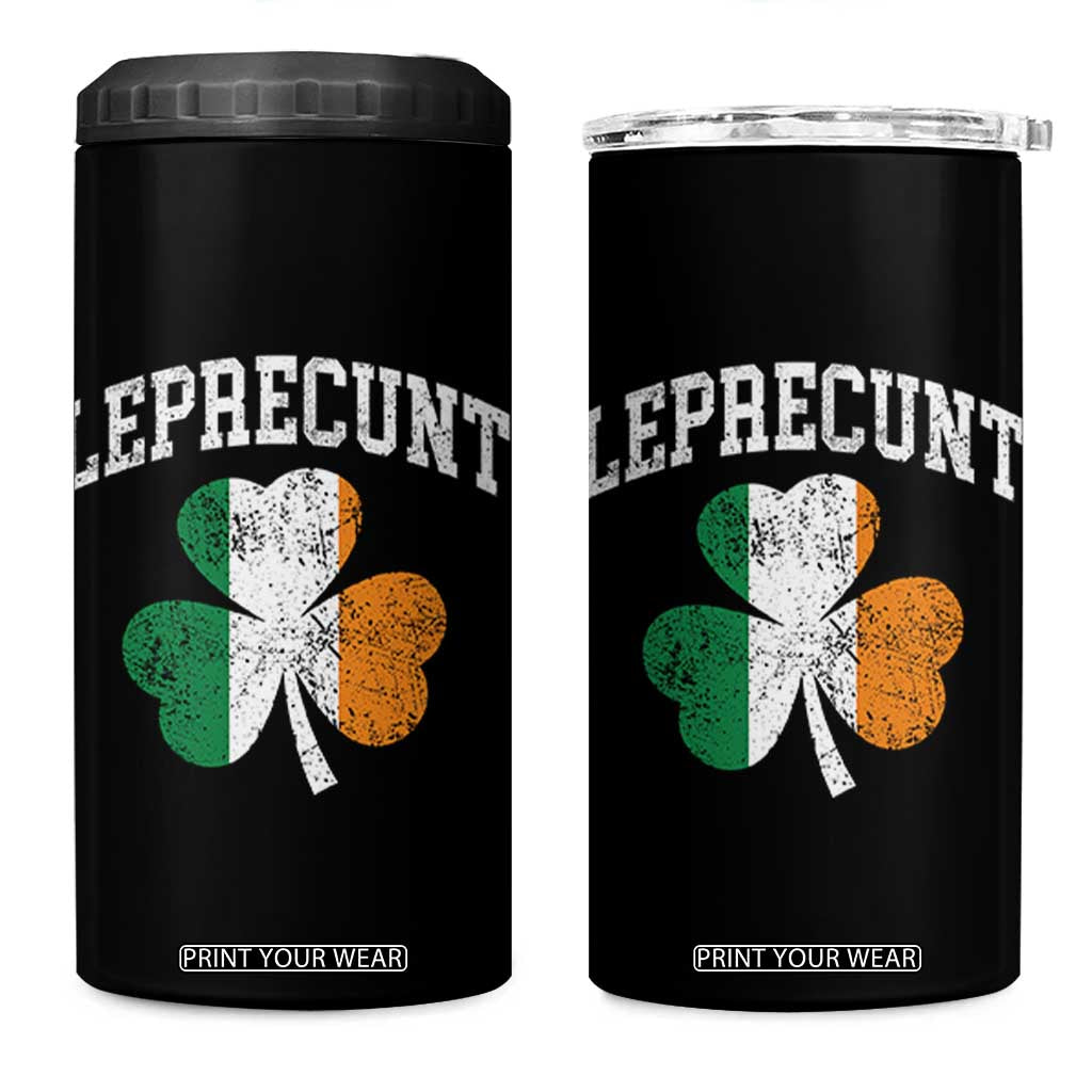 Funny Leprecunt St Patricks Day 4 in 1 Can Cooler Tumbler Vintage Irish Shamrock Adult Humor TS11 One Size: 16 oz Black Print Your Wear