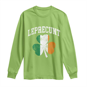 Funny Leprecunt St Patricks Day Long Sleeve Shirt Vintage Irish Shamrock Adult Humor TS11 Lime Print Your Wear