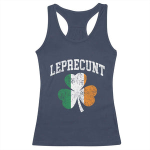 Funny Leprecunt St Patricks Day Racerback Tank Top Vintage Irish Shamrock Adult Humor TS11 Navy Print Your Wear