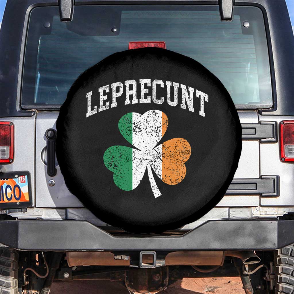 Funny Leprecunt St Patricks Day Spare Tire Cover Vintage Irish Shamrock Adult Humor TS11 No hole Black Print Your Wear