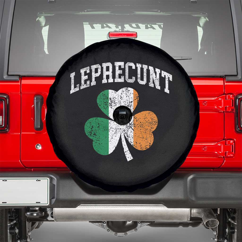 Funny Leprecunt St Patricks Day Spare Tire Cover Vintage Irish Shamrock Adult Humor TS11 Black Print Your Wear