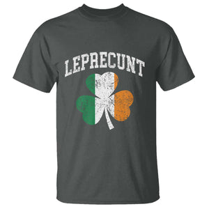 Funny Leprecunt St Patricks Day T Shirt Vintage Irish Shamrock Adult Humor TS11 Dark Heather Print Your Wear