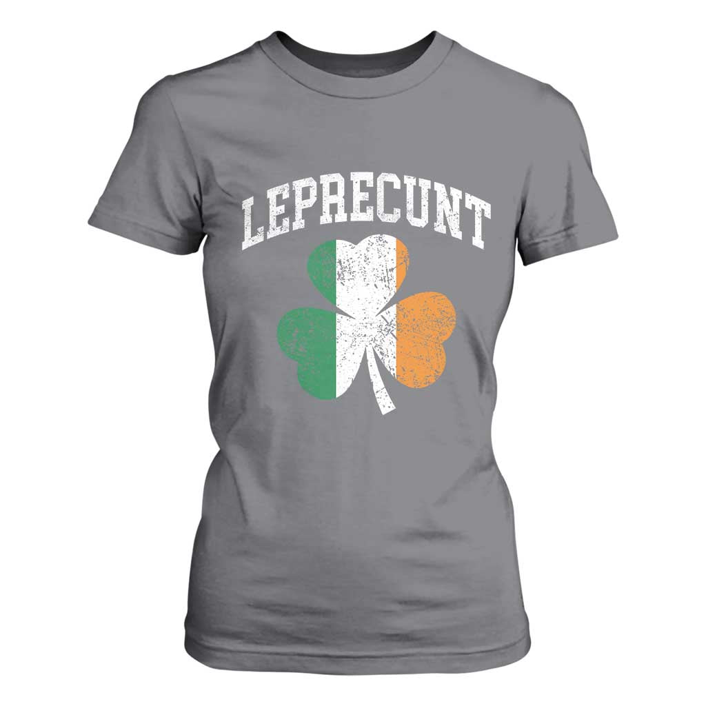 Funny Leprecunt St Patricks Day T Shirt For Women Vintage Irish Shamrock Adult Humor TS11 Charcoal Print Your Wear