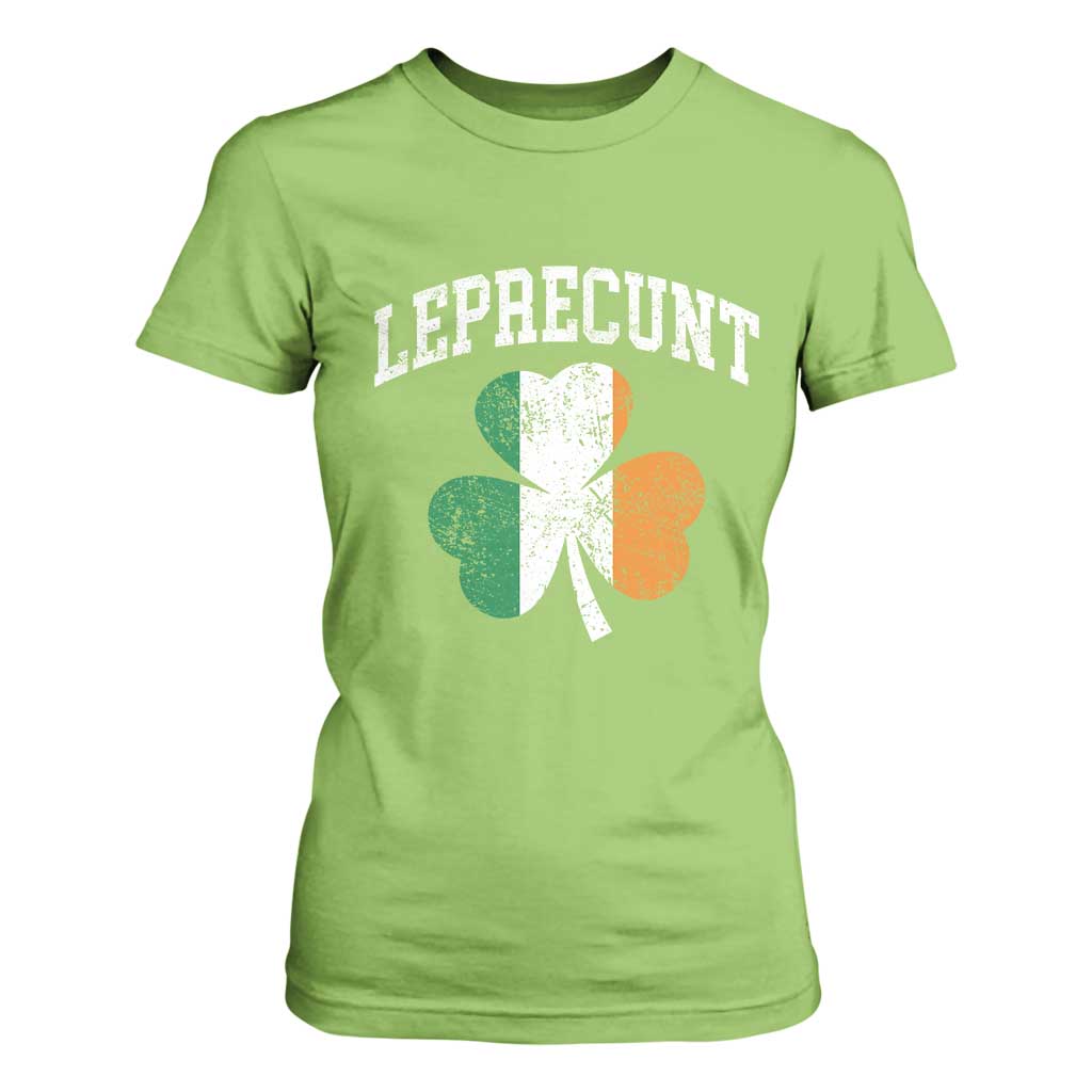 Funny Leprecunt St Patricks Day T Shirt For Women Vintage Irish Shamrock Adult Humor TS11 Lime Print Your Wear