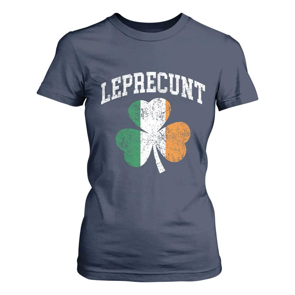 Funny Leprecunt St Patricks Day T Shirt For Women Vintage Irish Shamrock Adult Humor TS11 Navy Print Your Wear