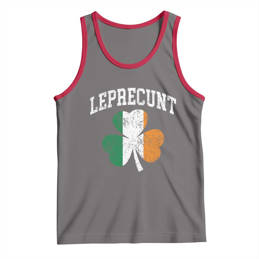 Funny Leprecunt St Patricks Day Tank Top Vintage Irish Shamrock Adult Humor TS11 Deep Heather Red Print Your Wear