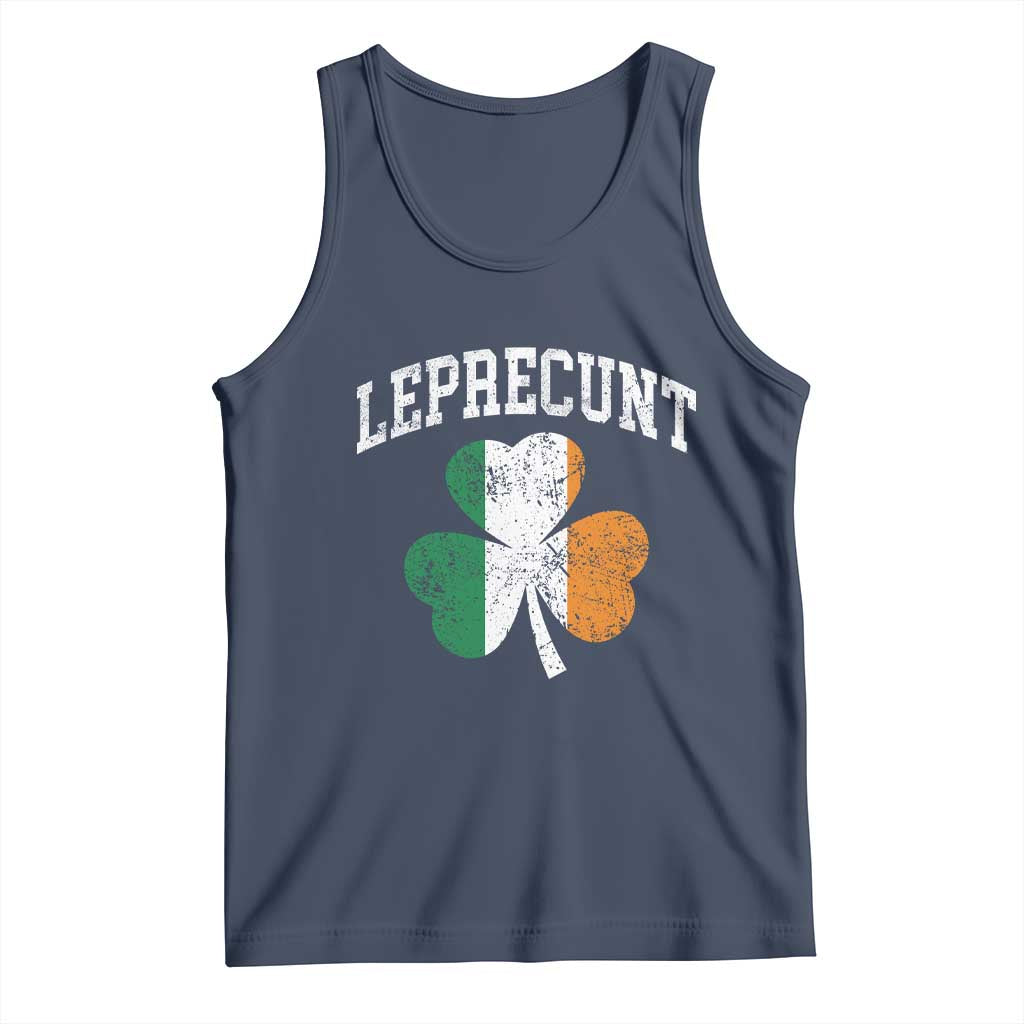 Funny Leprecunt St Patricks Day Tank Top Vintage Irish Shamrock Adult Humor TS11 Navy Print Your Wear