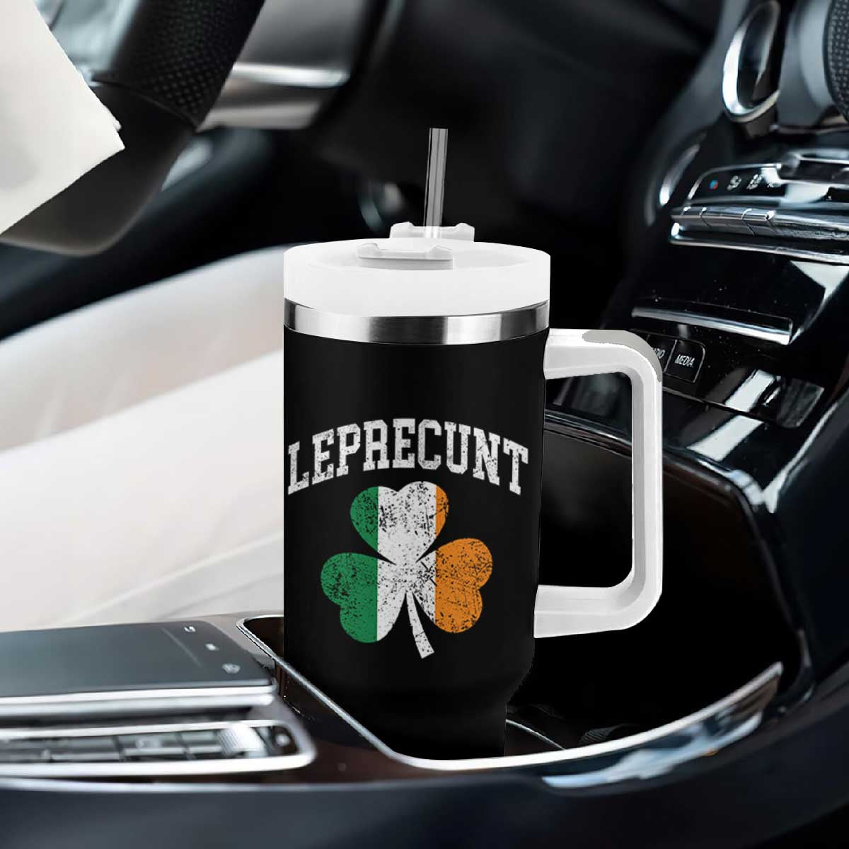 Funny Leprecunt St Patricks Day Tumbler With Handle Vintage Irish Shamrock Adult Humor TS11 Print Your Wear