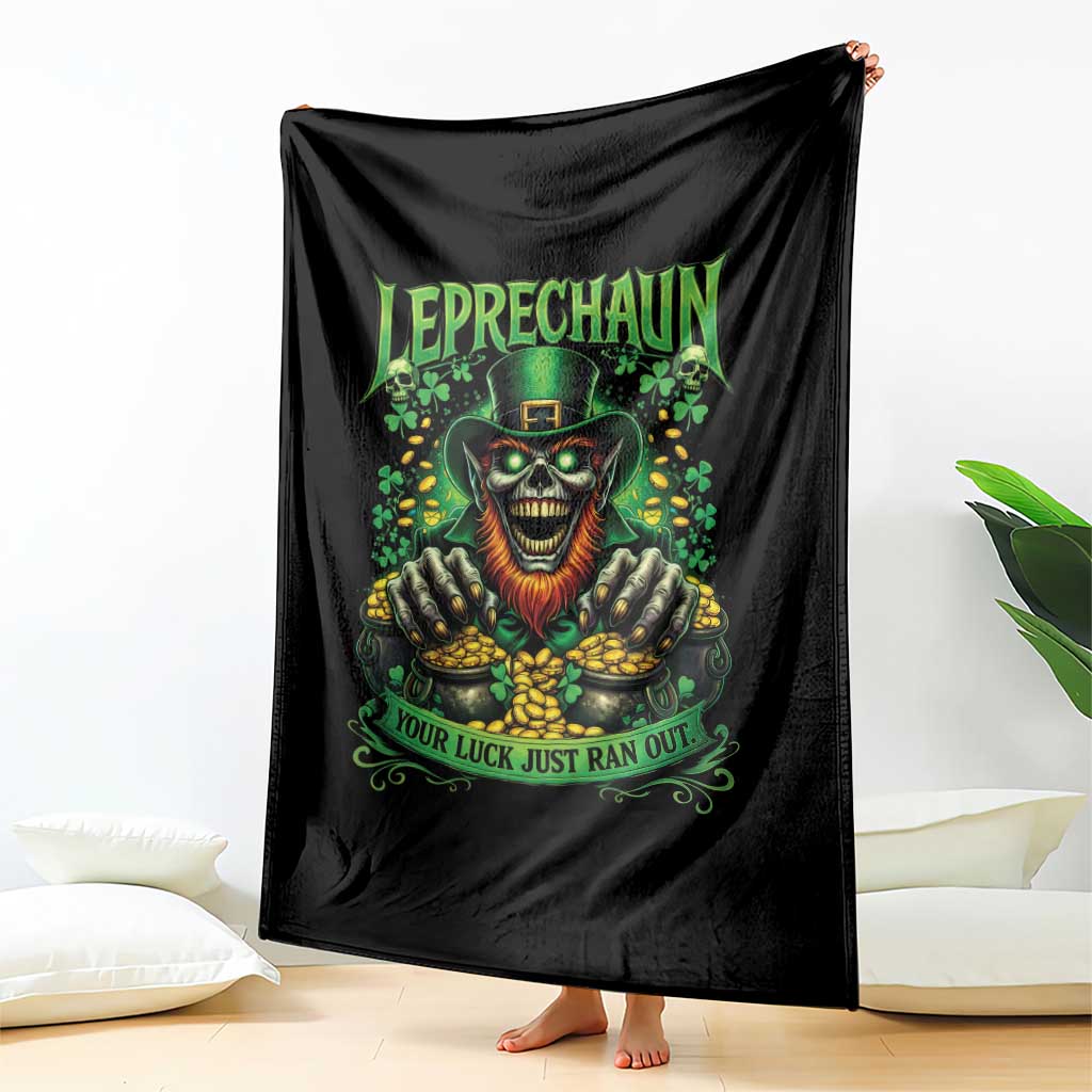 St Patricks Day Horror Leprechaun Throw Blanket Your Luck Just Ran Out Creepy St Pattys Day TS11 Print Your Wear
