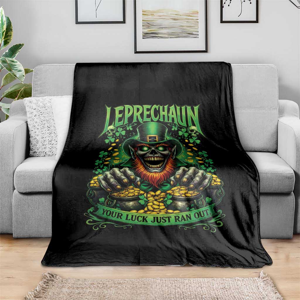 St Patricks Day Horror Leprechaun Throw Blanket Your Luck Just Ran Out Creepy St Pattys Day TS11 Print Your Wear