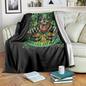 St Patricks Day Horror Leprechaun Throw Blanket Your Luck Just Ran Out Creepy St Pattys Day TS11 Print Your Wear