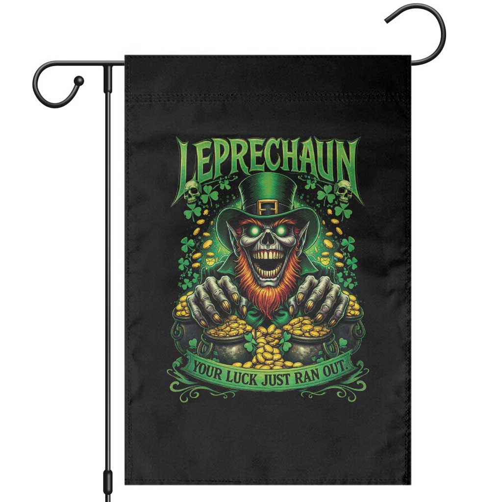 St Patricks Day Horror Leprechaun Garden Flag Your Luck Just Ran Out Creepy St Pattys Day TS11 Black Print Your Wear