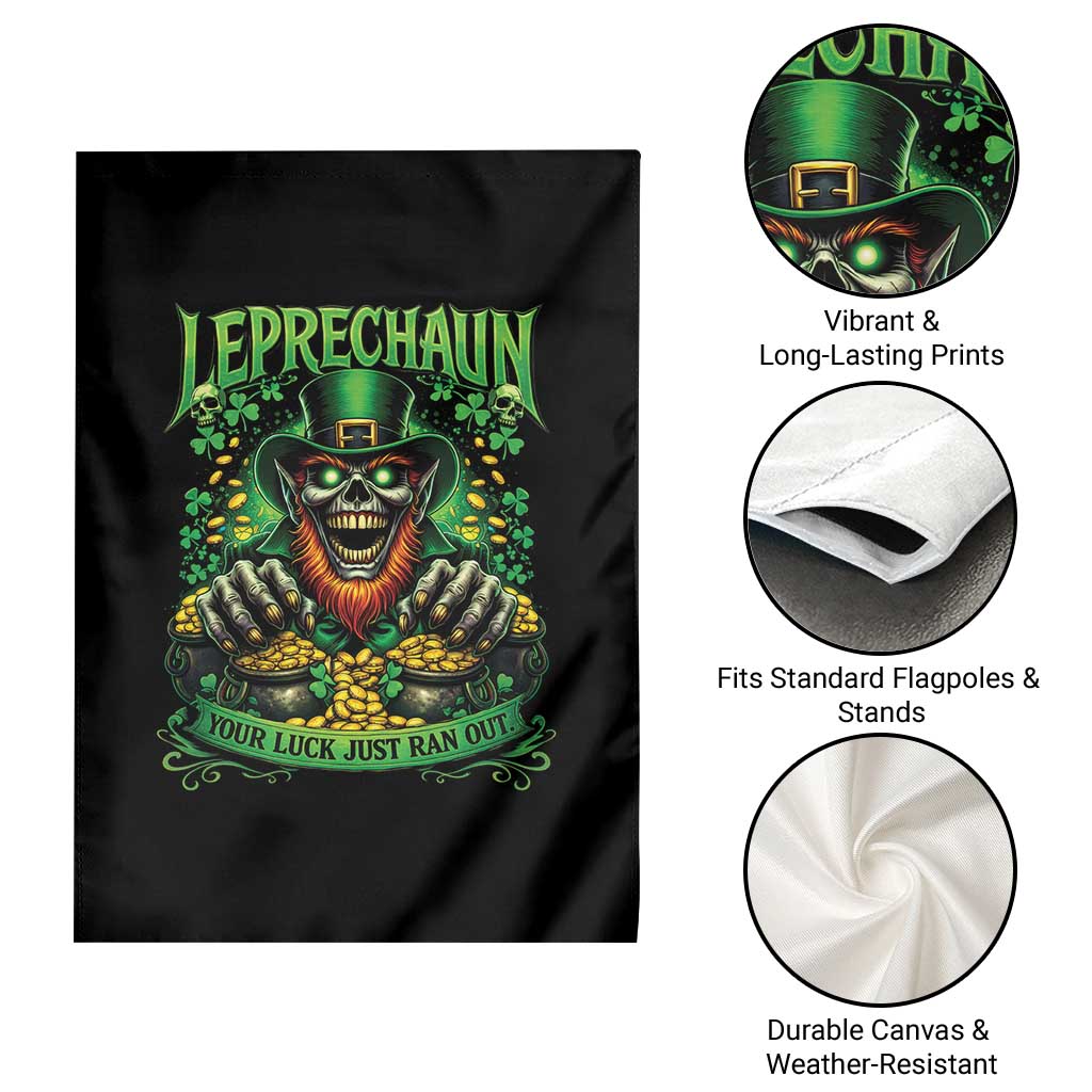 St Patricks Day Horror Leprechaun Garden Flag Your Luck Just Ran Out Creepy St Pattys Day TS11 Print Your Wear
