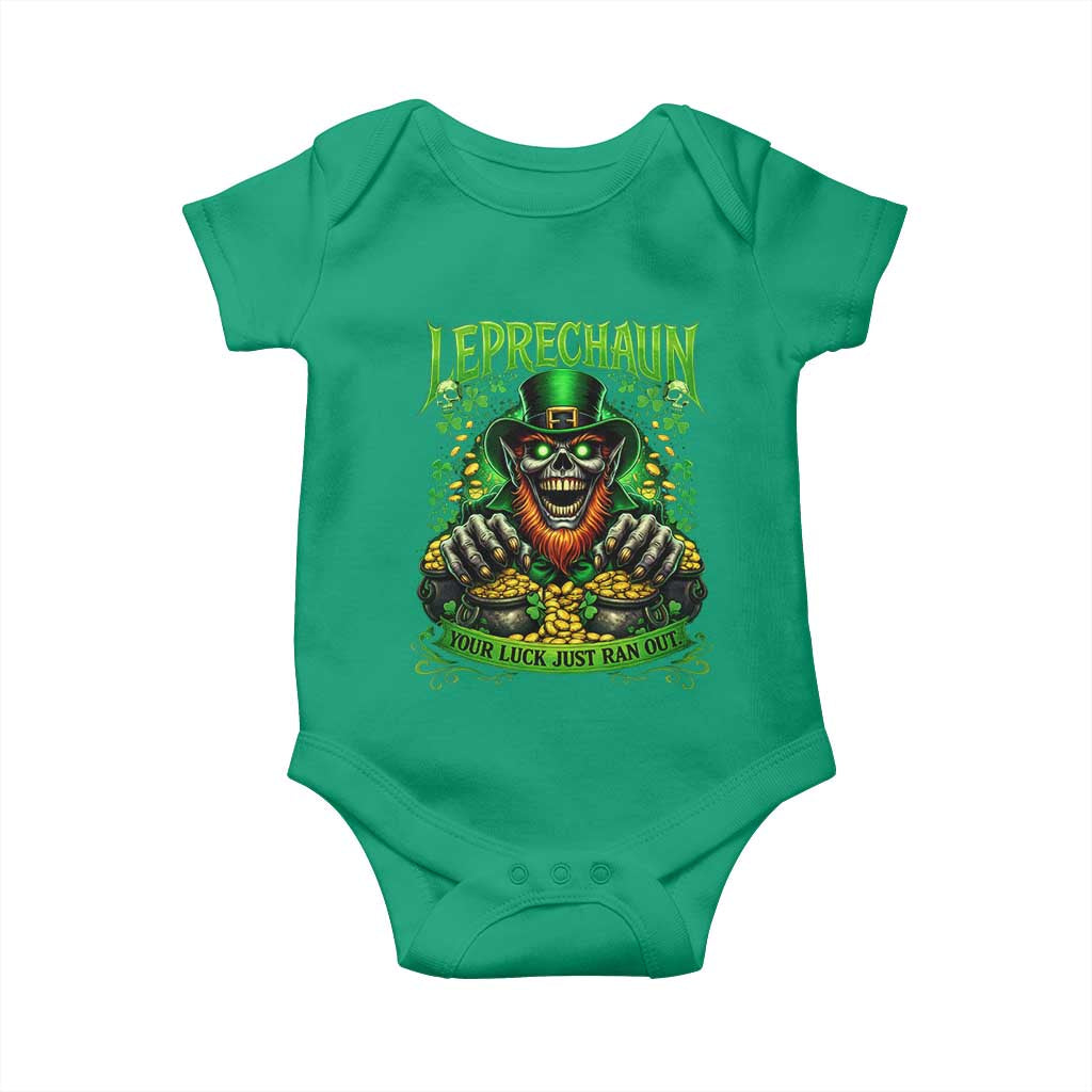 St Patricks Day Horror Leprechaun Baby Onesie Your Luck Just Ran Out Creepy St Pattys Day TS11 Irish Green Print Your Wear