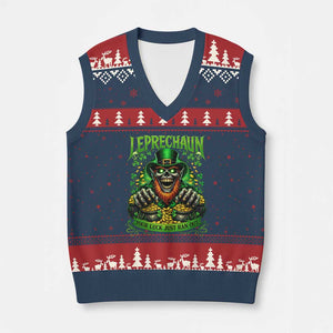 St Patricks Day Horror Leprechaun V-Neck Knit Sweater Vest Your Luck Just Ran Out Creepy St Pattys Day TS11 Navy Red Print Your Wear