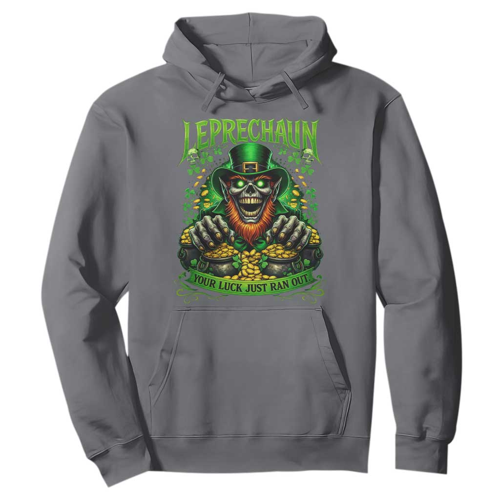 St Patricks Day Horror Leprechaun Hoodie Your Luck Just Ran Out Creepy St Pattys Day TS11 Charcoal Print Your Wear