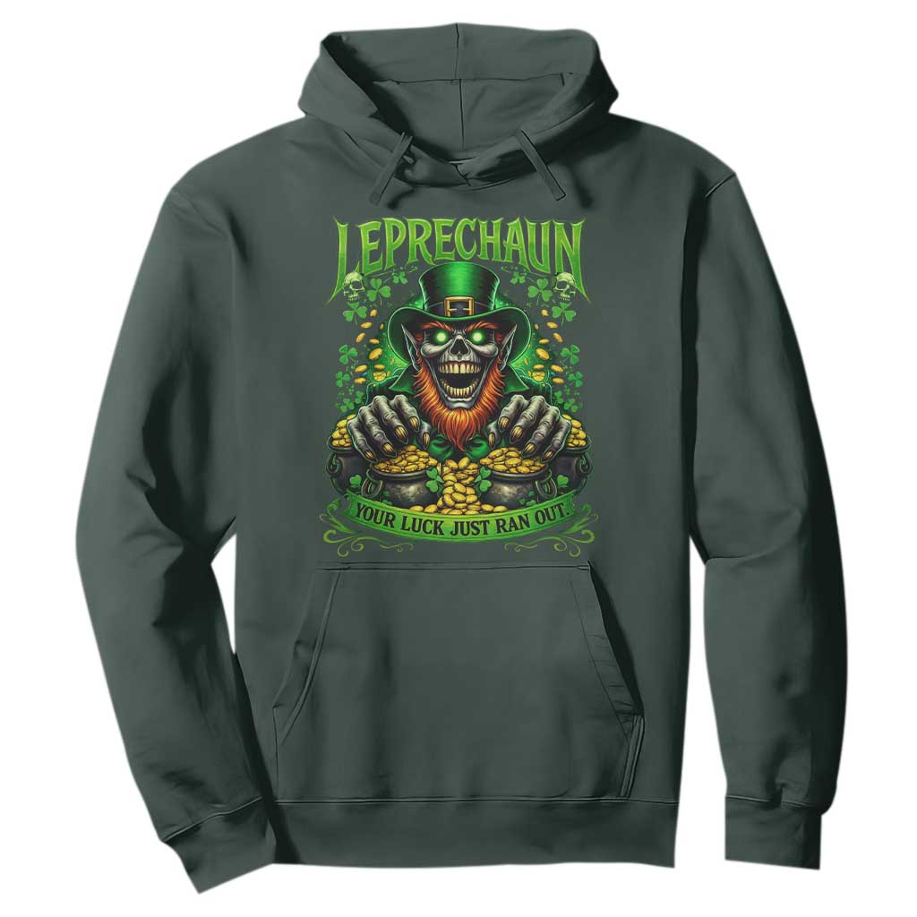 St Patricks Day Horror Leprechaun Hoodie Your Luck Just Ran Out Creepy St Pattys Day TS11 Dark Forest Green Print Your Wear