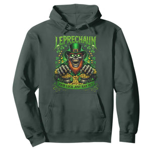St Patricks Day Horror Leprechaun Hoodie Your Luck Just Ran Out Creepy St Pattys Day TS11 Dark Forest Green Print Your Wear