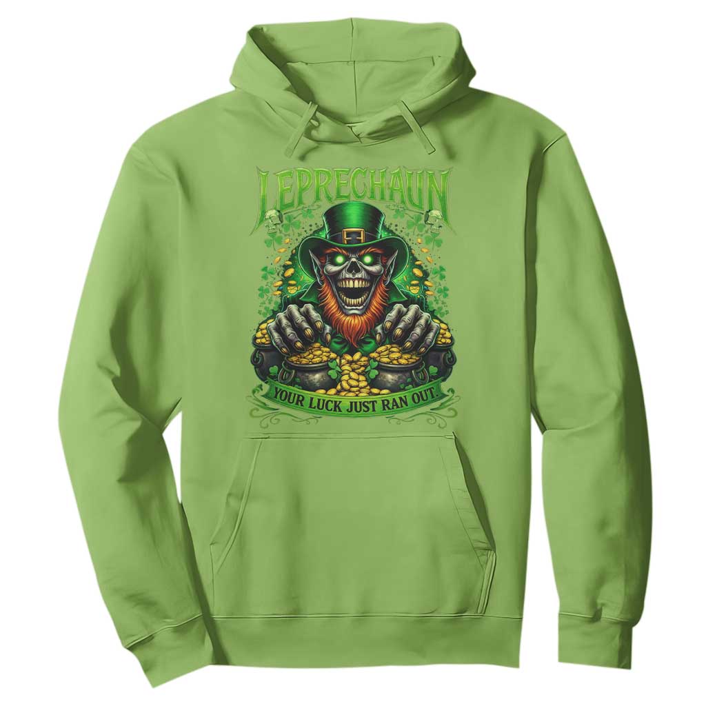 St Patricks Day Horror Leprechaun Hoodie Your Luck Just Ran Out Creepy St Pattys Day TS11 Lime Print Your Wear