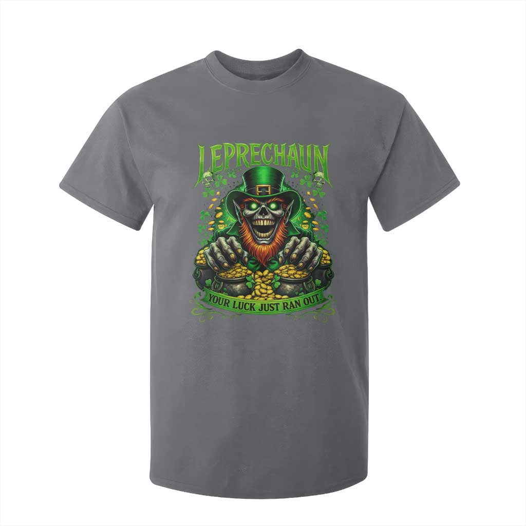 St Patricks Day Horror Leprechaun T Shirt For Kid Your Luck Just Ran Out Creepy St Pattys Day TS11 Charcoal Print Your Wear
