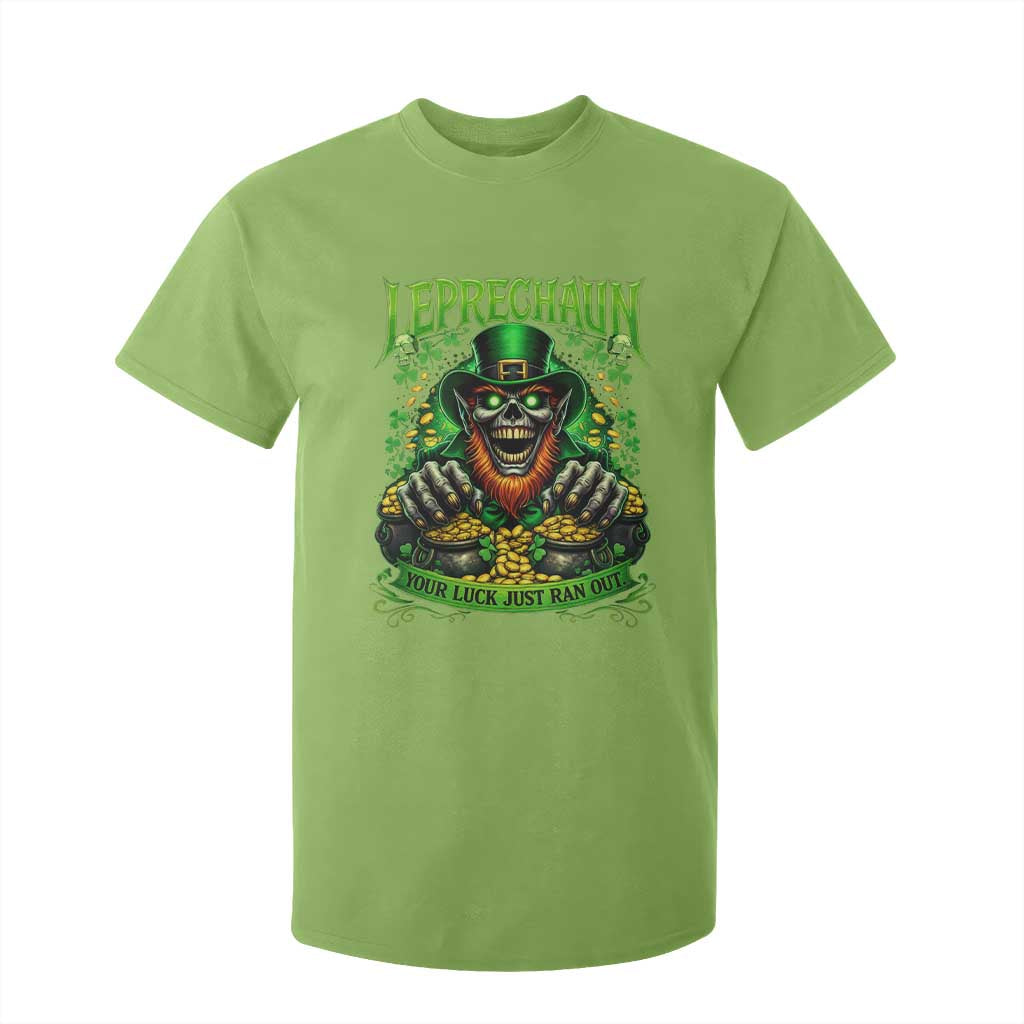 St Patricks Day Horror Leprechaun T Shirt For Kid Your Luck Just Ran Out Creepy St Pattys Day TS11 Lime Print Your Wear