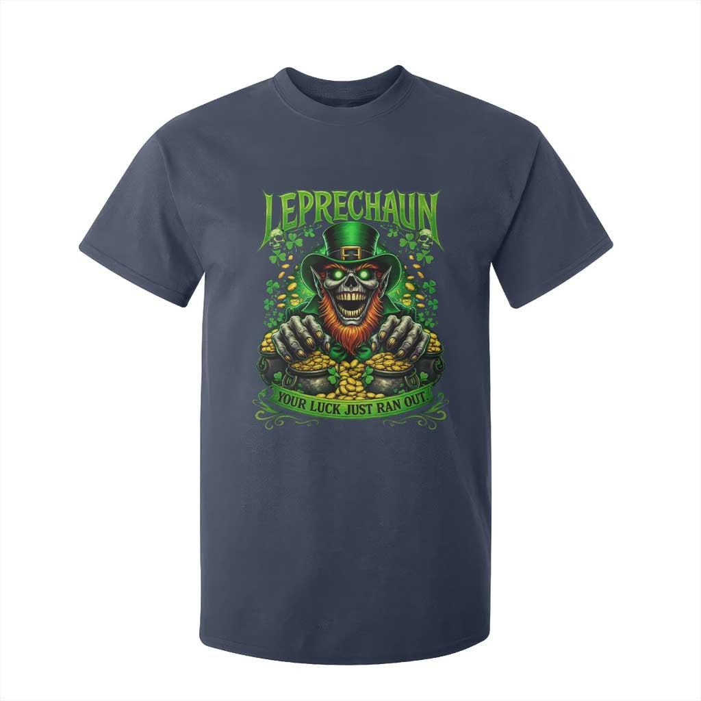 St Patricks Day Horror Leprechaun T Shirt For Kid Your Luck Just Ran Out Creepy St Pattys Day TS11 Navy Print Your Wear