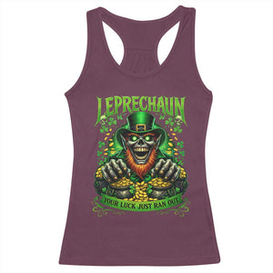 St Patricks Day Horror Leprechaun Racerback Tank Top Your Luck Just Ran Out Creepy St Pattys Day TS11 Maroon Print Your Wear