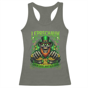 St Patricks Day Horror Leprechaun Racerback Tank Top Your Luck Just Ran Out Creepy St Pattys Day TS11 Military Green Print Your Wear