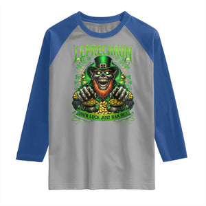 St Patricks Day Horror Leprechaun Raglan Shirt Your Luck Just Ran Out Creepy St Pattys Day TS11 Sport Gray Royal Print Your Wear