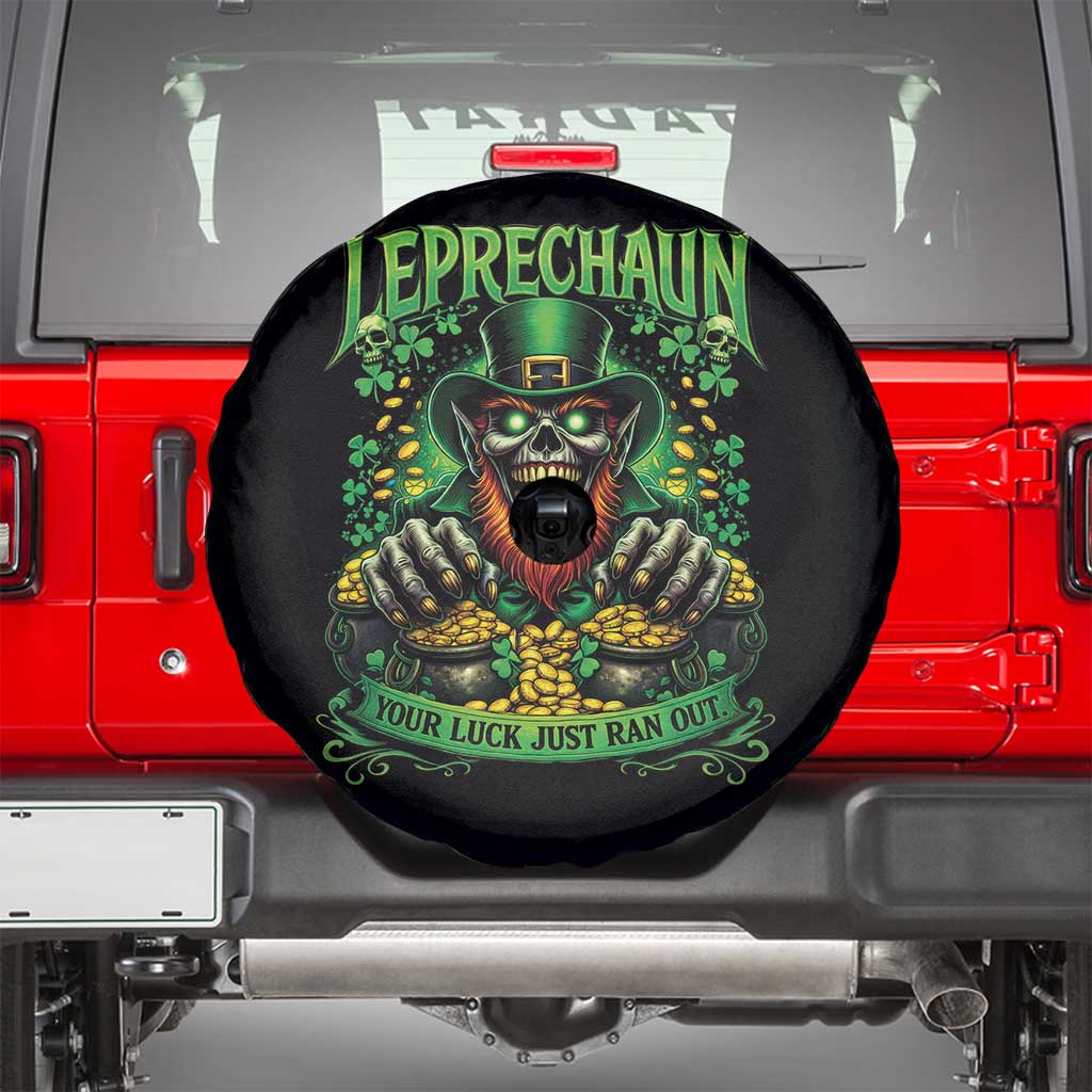 St Patricks Day Horror Leprechaun Spare Tire Cover Your Luck Just Ran Out Creepy St Pattys Day TS11 Black Print Your Wear
