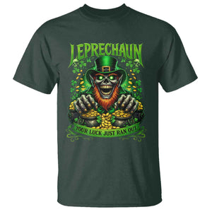 St Patricks Day Horror Leprechaun T Shirt Your Luck Just Ran Out Creepy St Pattys Day TS11 Dark Forest Green Print Your Wear