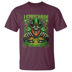 St Patricks Day Horror Leprechaun T Shirt Your Luck Just Ran Out Creepy St Pattys Day TS11 Maroon Print Your Wear