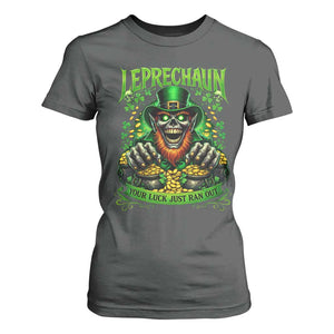 St Patricks Day Horror Leprechaun T Shirt For Women Your Luck Just Ran Out Creepy St Pattys Day TS11 Dark Heather Print Your Wear