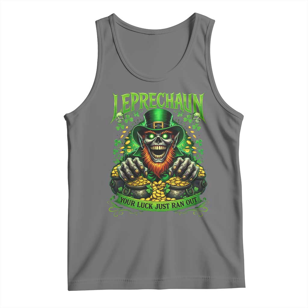 St Patricks Day Horror Leprechaun Tank Top Your Luck Just Ran Out Creepy St Pattys Day TS11 Black Heather Print Your Wear