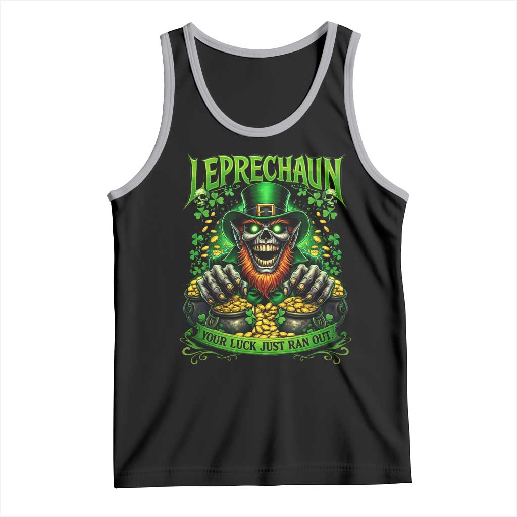 St Patricks Day Horror Leprechaun Tank Top Your Luck Just Ran Out Creepy St Pattys Day TS11 Black Athletic Heather Print Your Wear