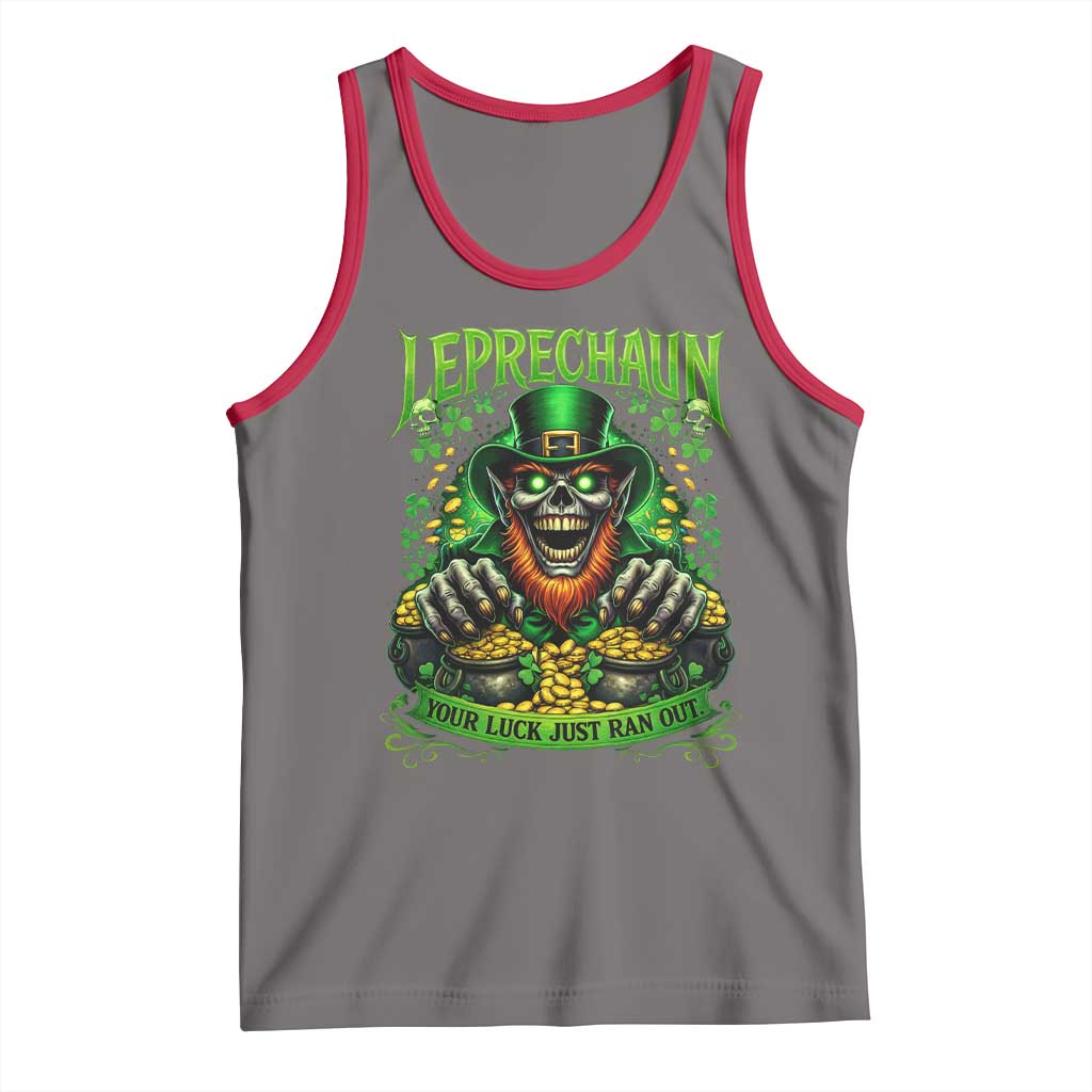 St Patricks Day Horror Leprechaun Tank Top Your Luck Just Ran Out Creepy St Pattys Day TS11 Deep Heather Red Print Your Wear