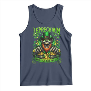 St Patricks Day Horror Leprechaun Tank Top Your Luck Just Ran Out Creepy St Pattys Day TS11 Navy Print Your Wear
