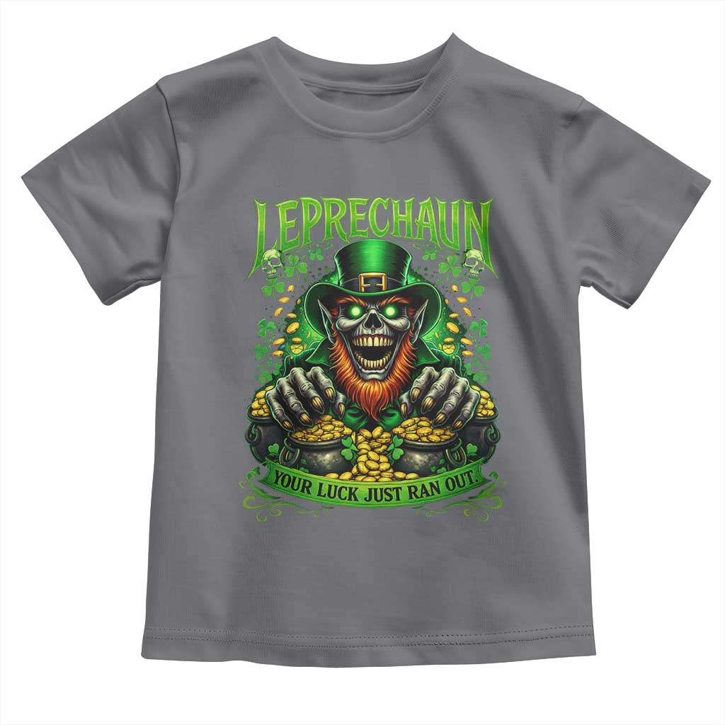 St Patricks Day Horror Leprechaun Toddler T Shirt Your Luck Just Ran Out Creepy St Pattys Day TS11 Charcoal Print Your Wear