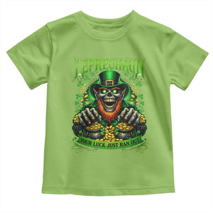 St Patricks Day Horror Leprechaun Toddler T Shirt Your Luck Just Ran Out Creepy St Pattys Day TS11 Lime Print Your Wear