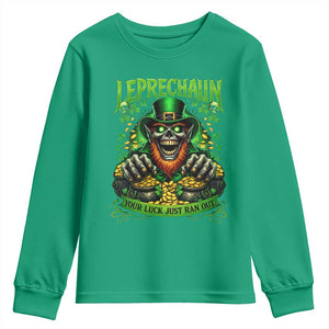 St Patricks Day Horror Leprechaun Youth Sweatshirt Your Luck Just Ran Out Creepy St Pattys Day TS11 Irish Green Print Your Wear