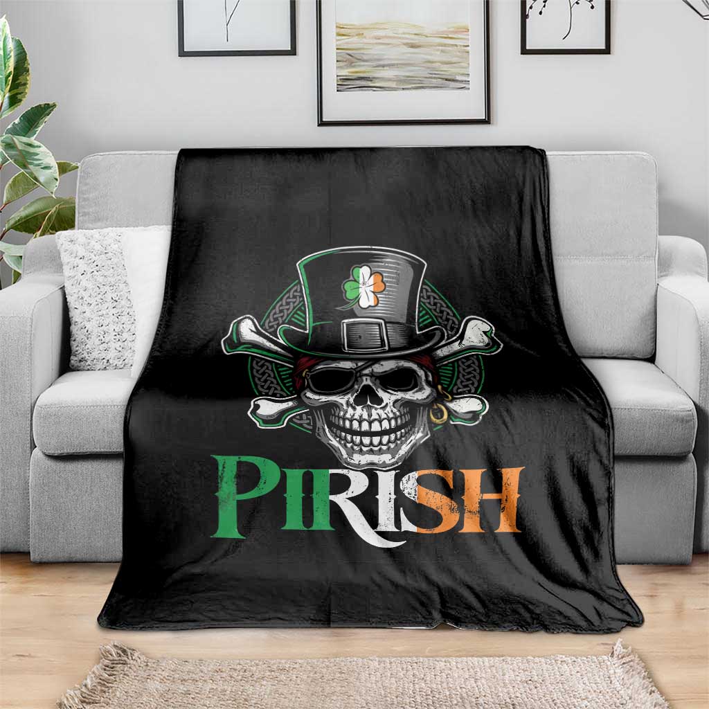 Funny St Patricks Day Pirate Throw Blanket Pirish Vintage Irish Pirate Skull TS11 Print Your Wear