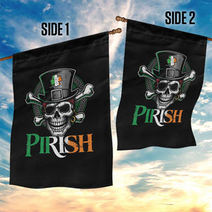 Funny St Patricks Day Pirate Garden Flag Pirish Vintage Irish Pirate Skull TS11 Print Your Wear